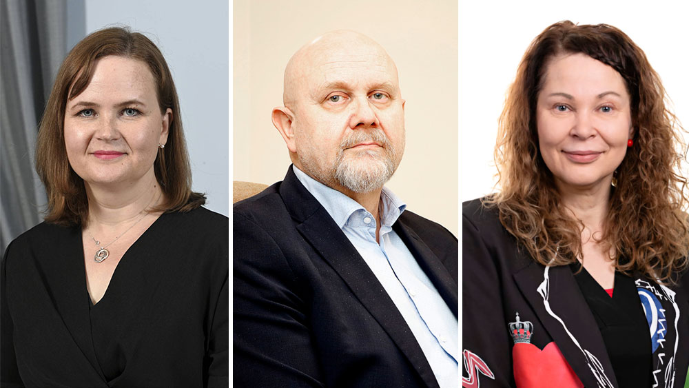 I bild: Tiina Korhonen, överdirektör, arbets- och näringsministeriet Heikki Heikkilä, direktör, KEHA-centret och Hanna Lähteelä, sysselsättningsdirektör, Jyväskylä sysselsättningstjänster