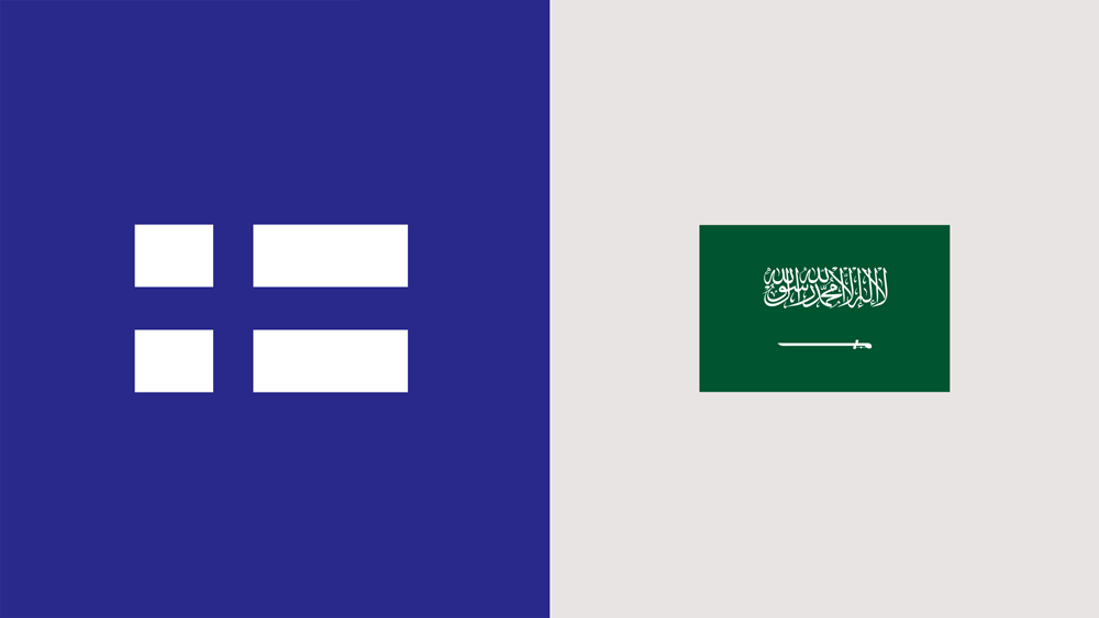 Flags of Finland and Saudi-Arabia side by side