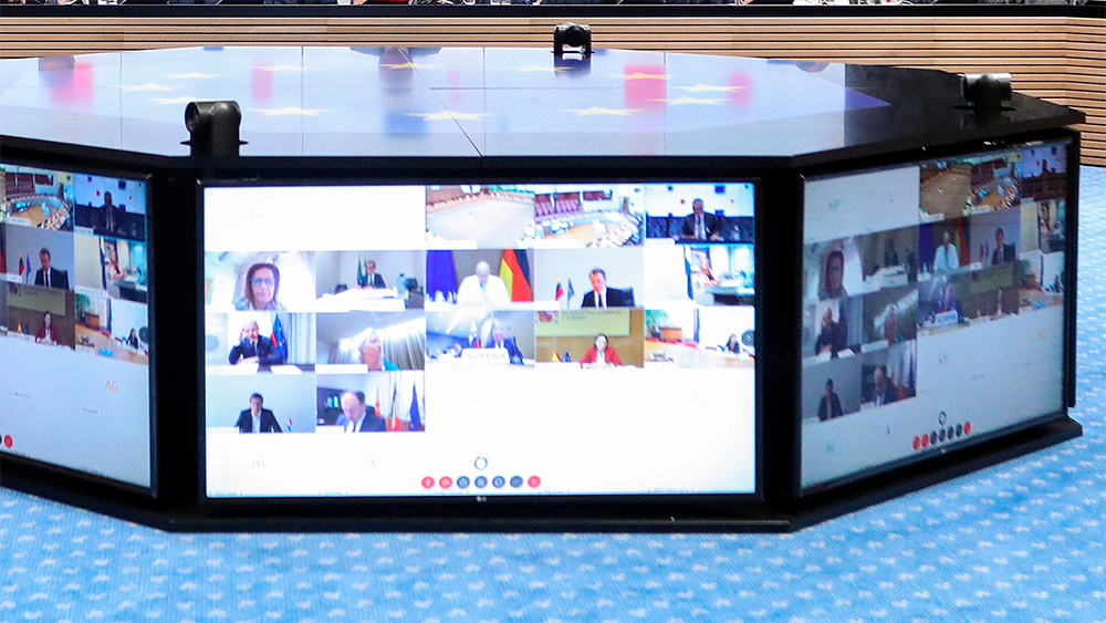 EU ministers in a video conference