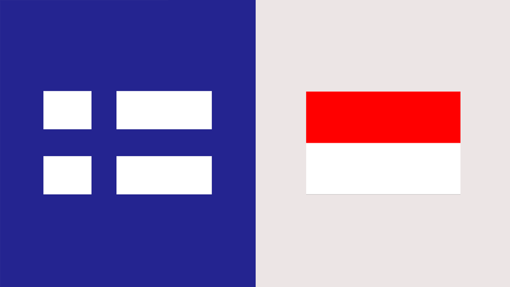 The flags of Finland and Indonesia side by side
