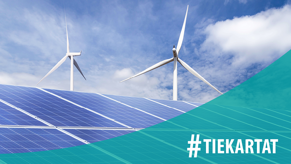 Toimialojen tiekarttatyön symbolina kahden tuulivoimalan siivet