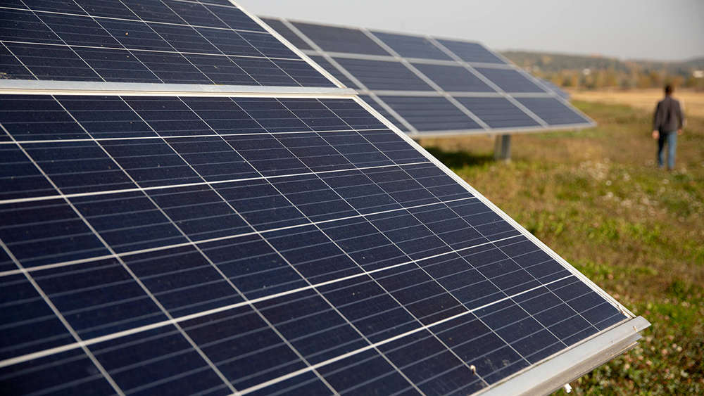 Solpaneler på ängen